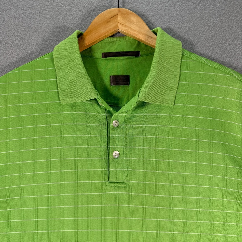 Nike Fit Dry Tigerwoods Polo Shirt Men Large Green Windowpane Comfort Golf Sport - Picture 3 of 11